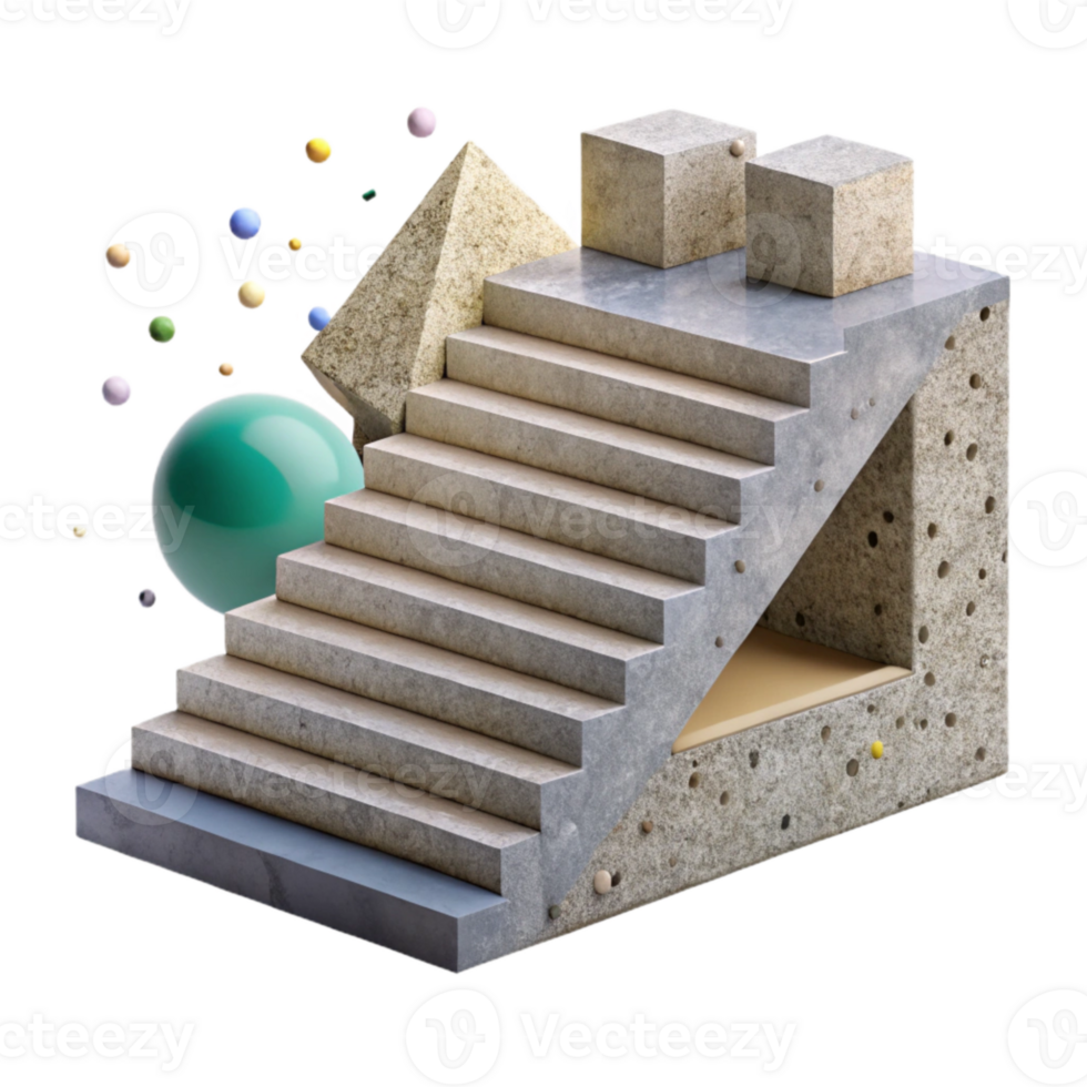 extraordinary abstract Concrete Staircase with Exposed Aggregate Finish Transparent high quality png