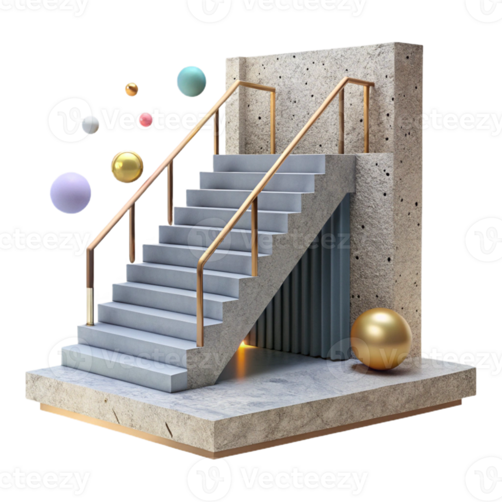 extraordinary contemporary Concrete Staircase with Modern Railing Transparent high resolution png
