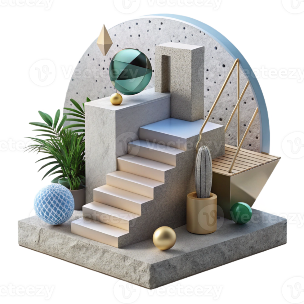 magnificent classic Concrete Staircase with Sustainable Materials Transparent original png