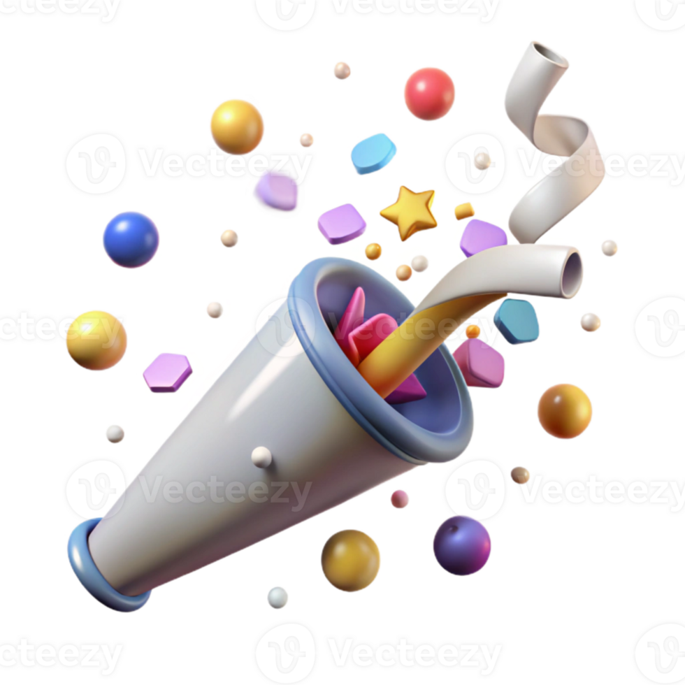serene minimalist Confetti Cannon Transparent Shooting for Party Excitement genuine png
