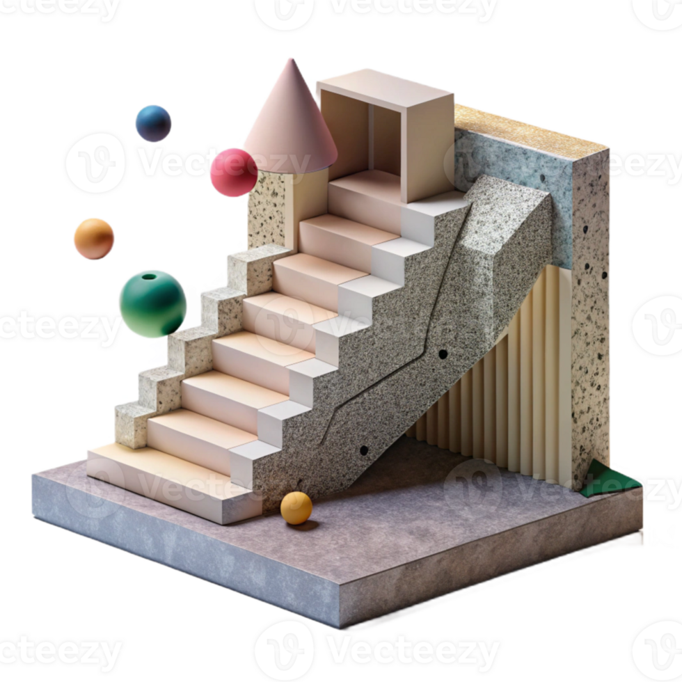 serene abstract Concrete Staircase with Sustainable Materials Transparent exclusive png