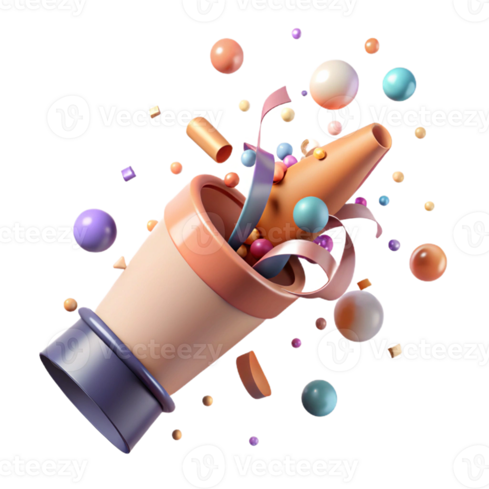 elegant abstract Confetti Cannon Transparent Shooting for Party Excitement high quality png