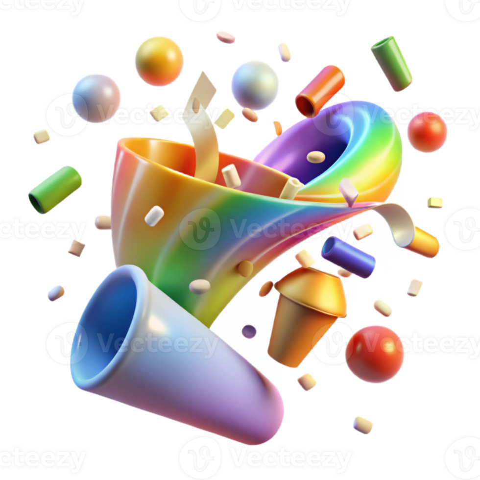 beautiful classic Confetti Falling Transparent Rainbow Colored authentic png