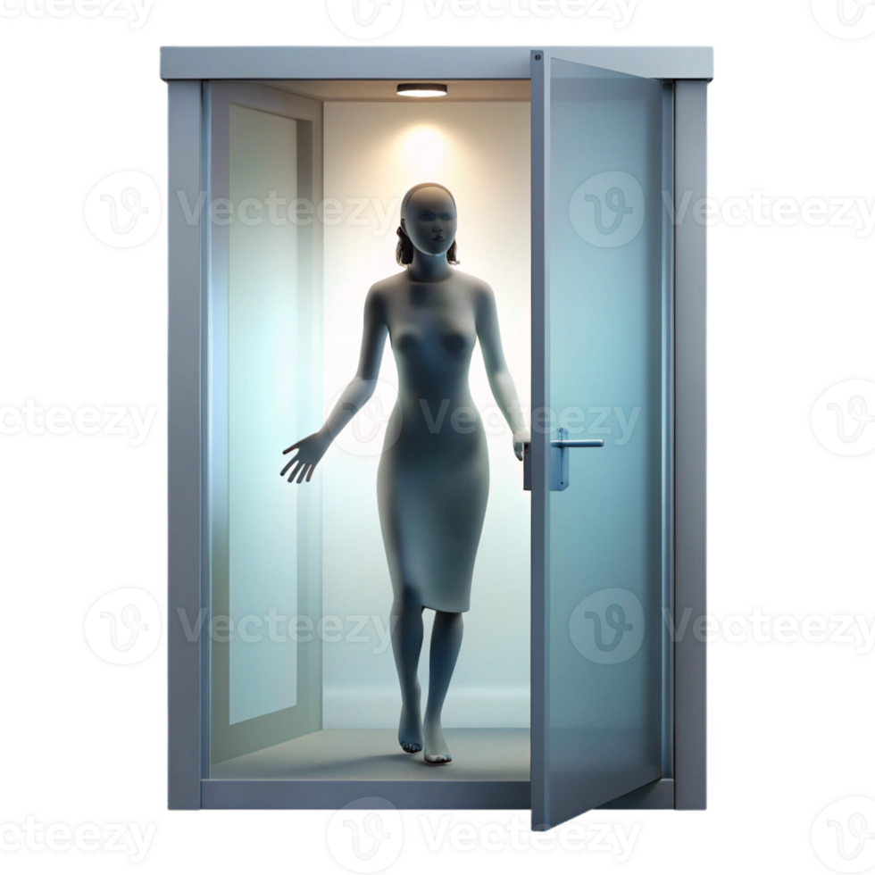 impressive minimalist A woman's silhouette behind a frosted glass door, a single light casting a shadow, mysterious and suspenseful noir atmosphere original png