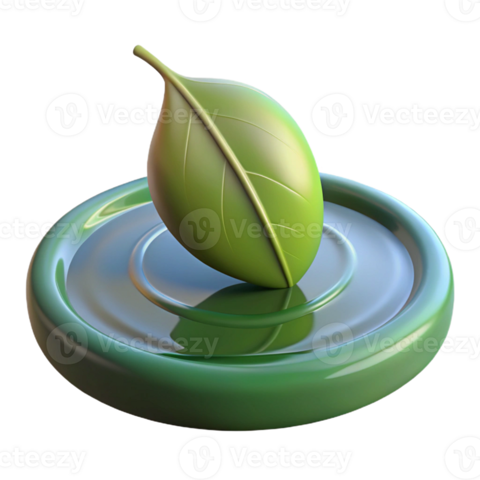 impressive vintage A single leaf floating on the surface of a pond, ripples in the water, reflective surface, realistic style detailed png