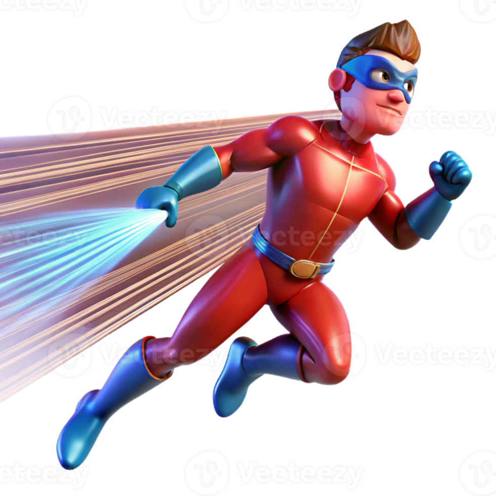 elegant classic A superhero with super speed, depicted as a blurred motion, lit with streaks of light in a dynamic, fast-paced style high quality png