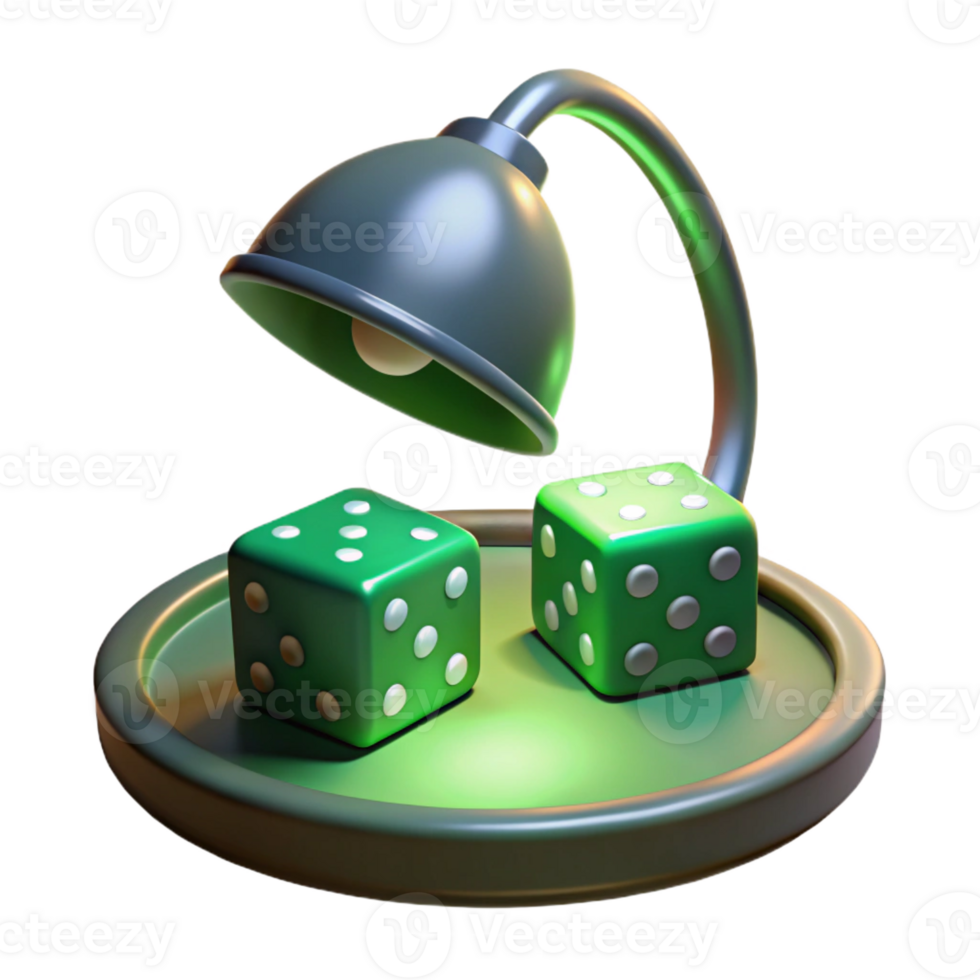 beautiful contemporary A pair of dice tumbling across a green felt poker table, illuminated by a single overhead lamp, gritty noir style high resolution png