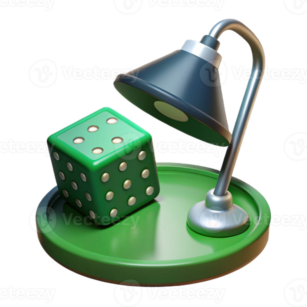 magnificent minimalist A pair of dice tumbling across a green felt poker table, illuminated by a single overhead lamp, gritty noir style professional png