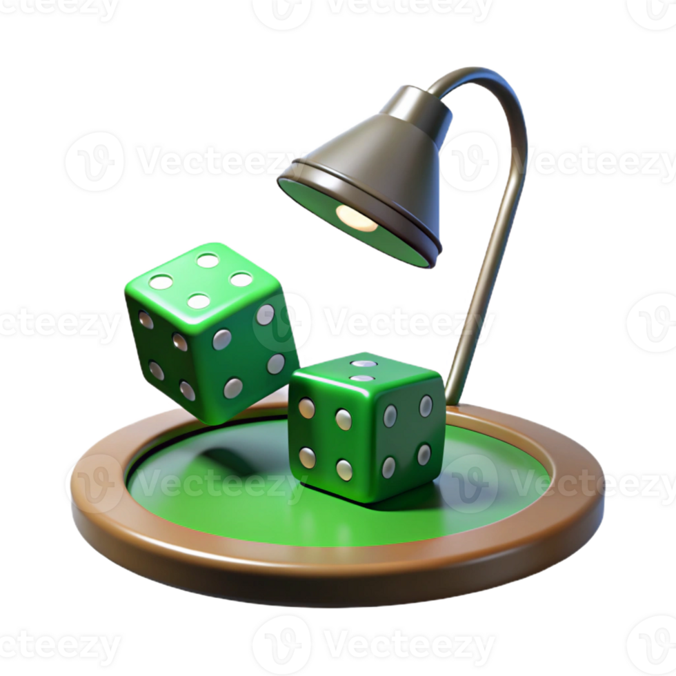 magnificent artistic A pair of dice tumbling across a green felt poker table, illuminated by a single overhead lamp, gritty noir style exclusive png