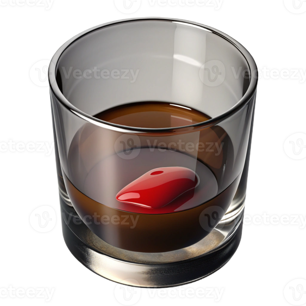 impressive traditional A empty whiskey glass with lipstick stains, dimly lit, suggestive noir style exclusive png