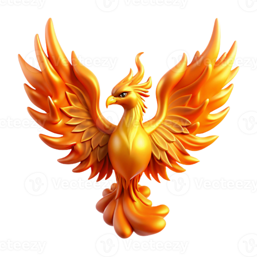 dramatic contemporary A majestic phoenix rising from the ashes, fiery lighting, renaissance art style high resolution png