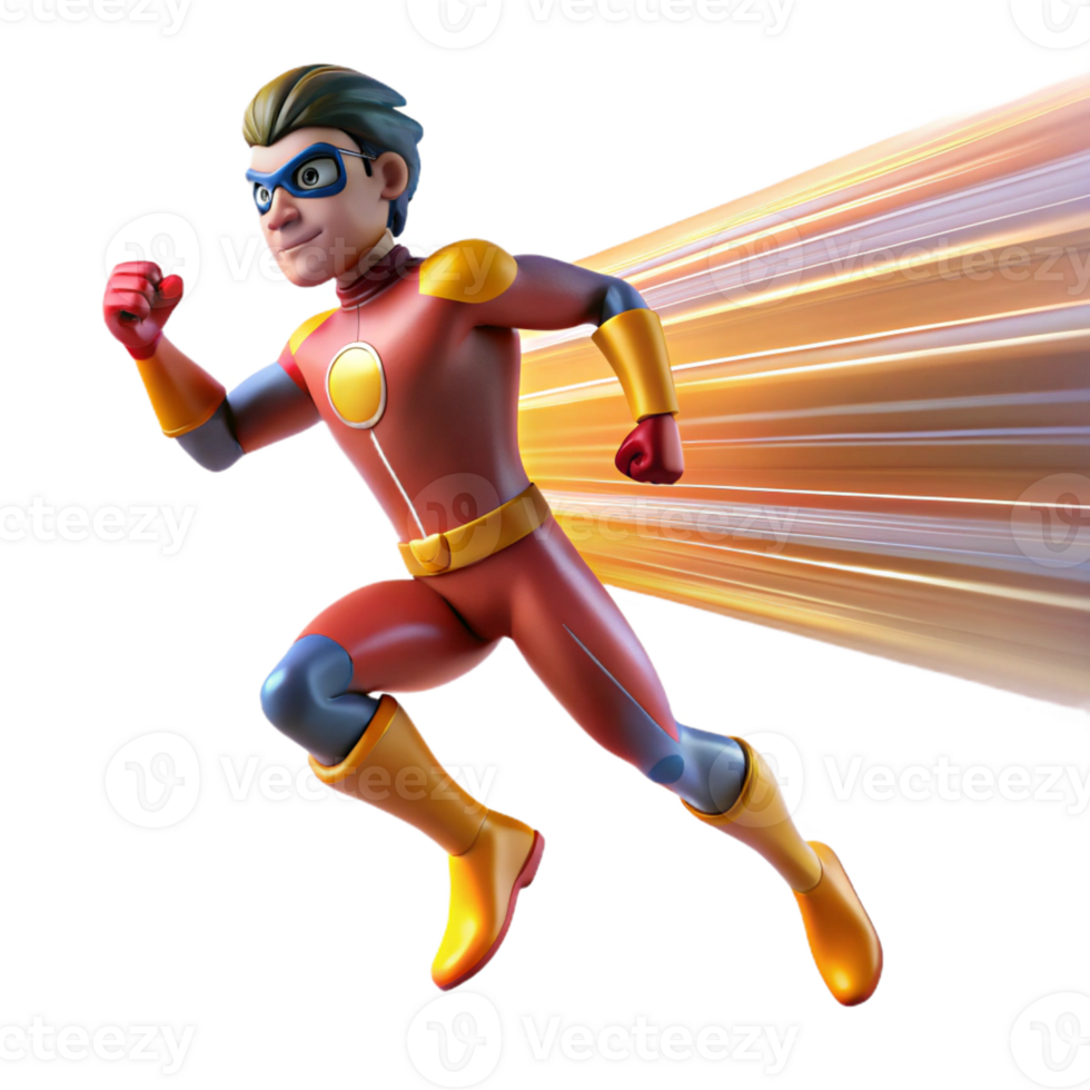 vibrant creative A super-speed superhero with blurred motion trails, running through a city, lit by streaking city lights, in a dynamic, action painting style original png