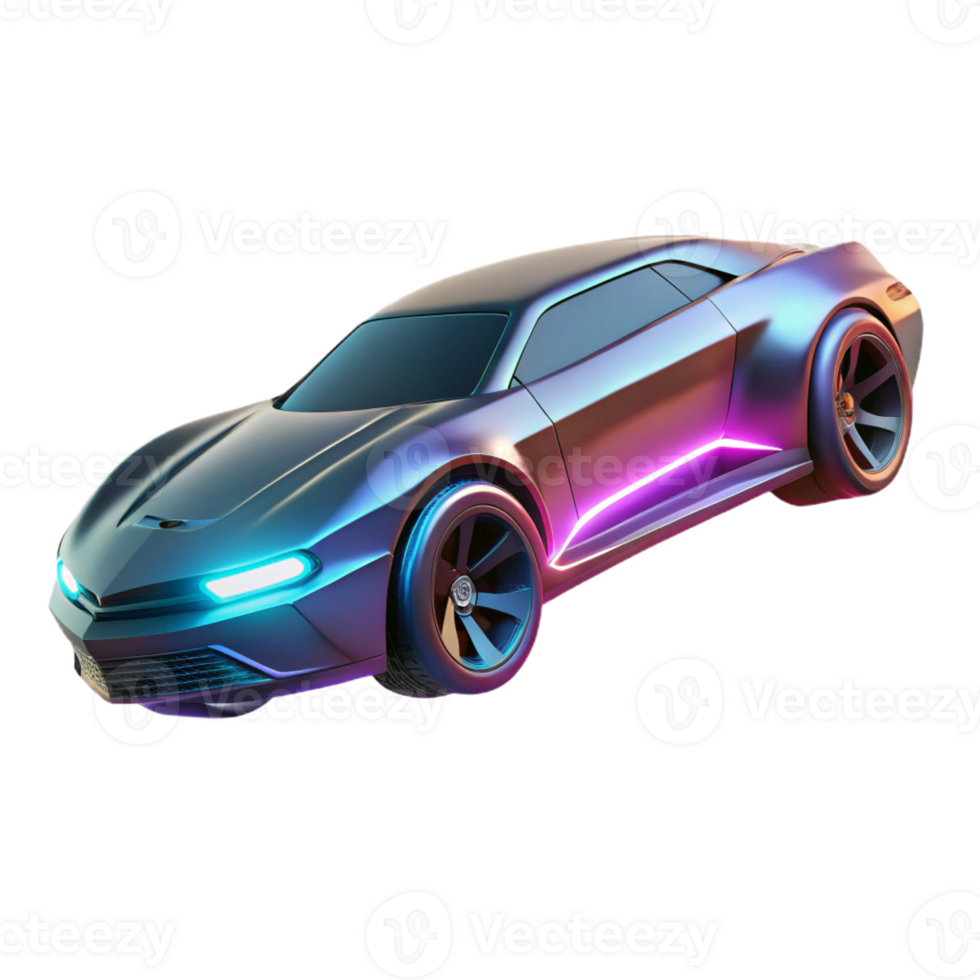 magnificent rustic A futuristic car hovering above the ground, sleek and aerodynamic design, neon underglow, cyberpunk style professional png