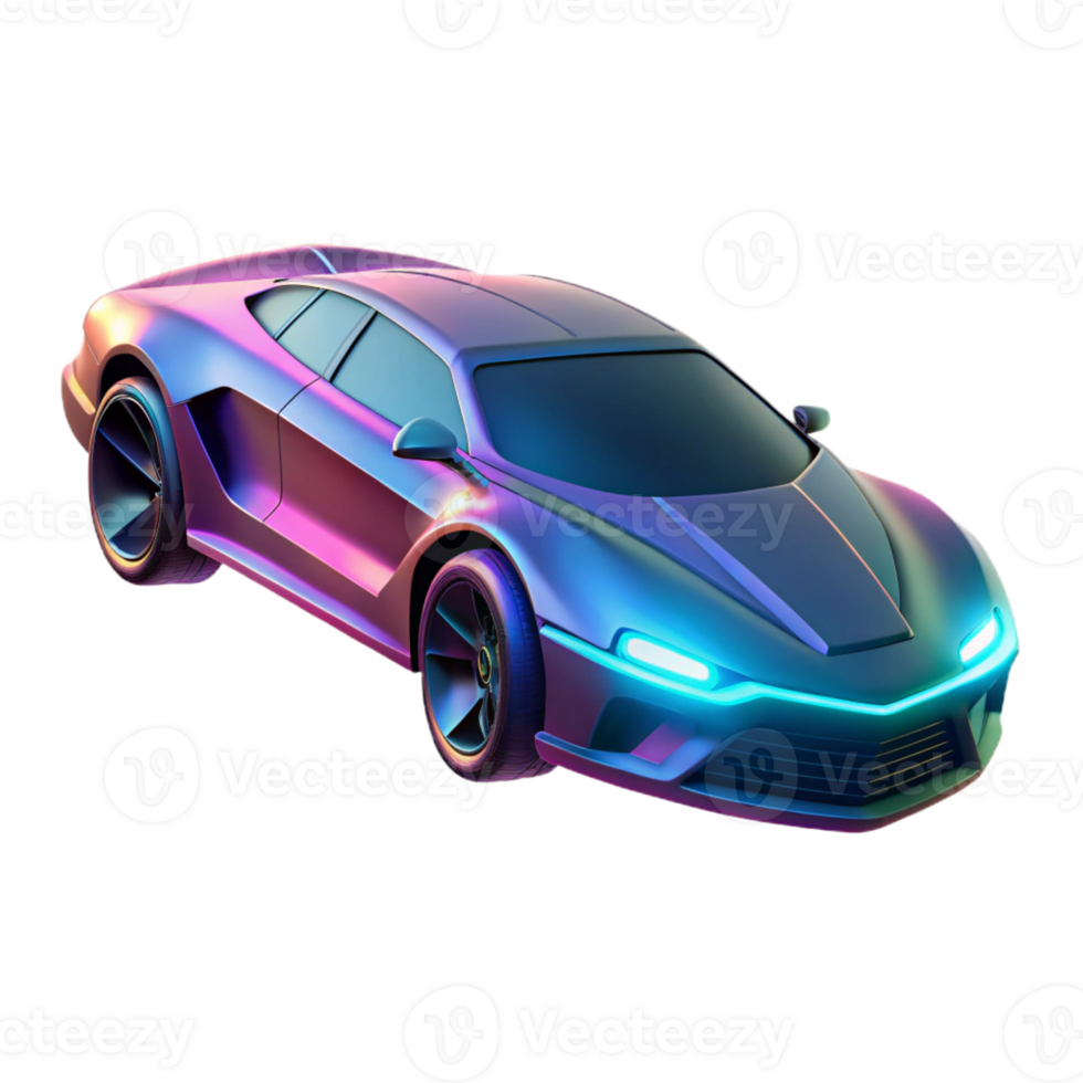 vibrant minimalist A futuristic car hovering above the ground, sleek and aerodynamic design, neon underglow, cyberpunk style original png
