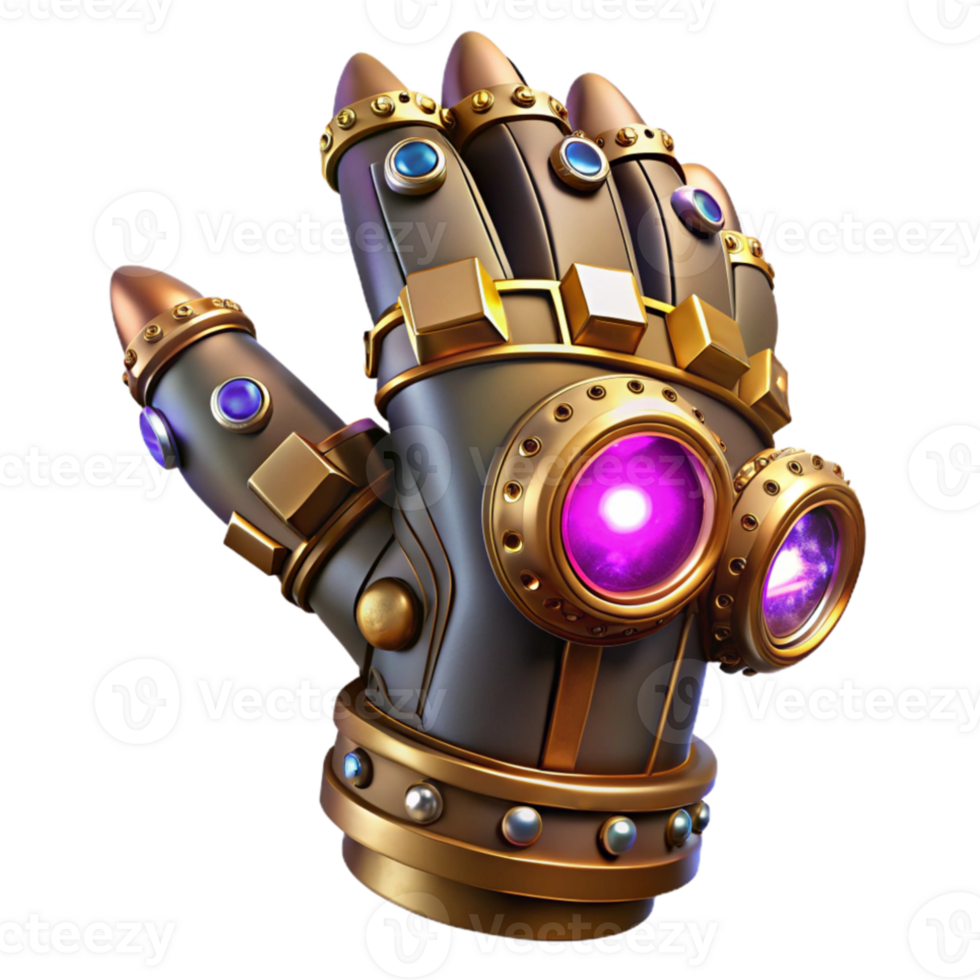 elegant modern A steampunk gauntlet, intricate gears and glowing crystals, powerful, heroic lighting premium png