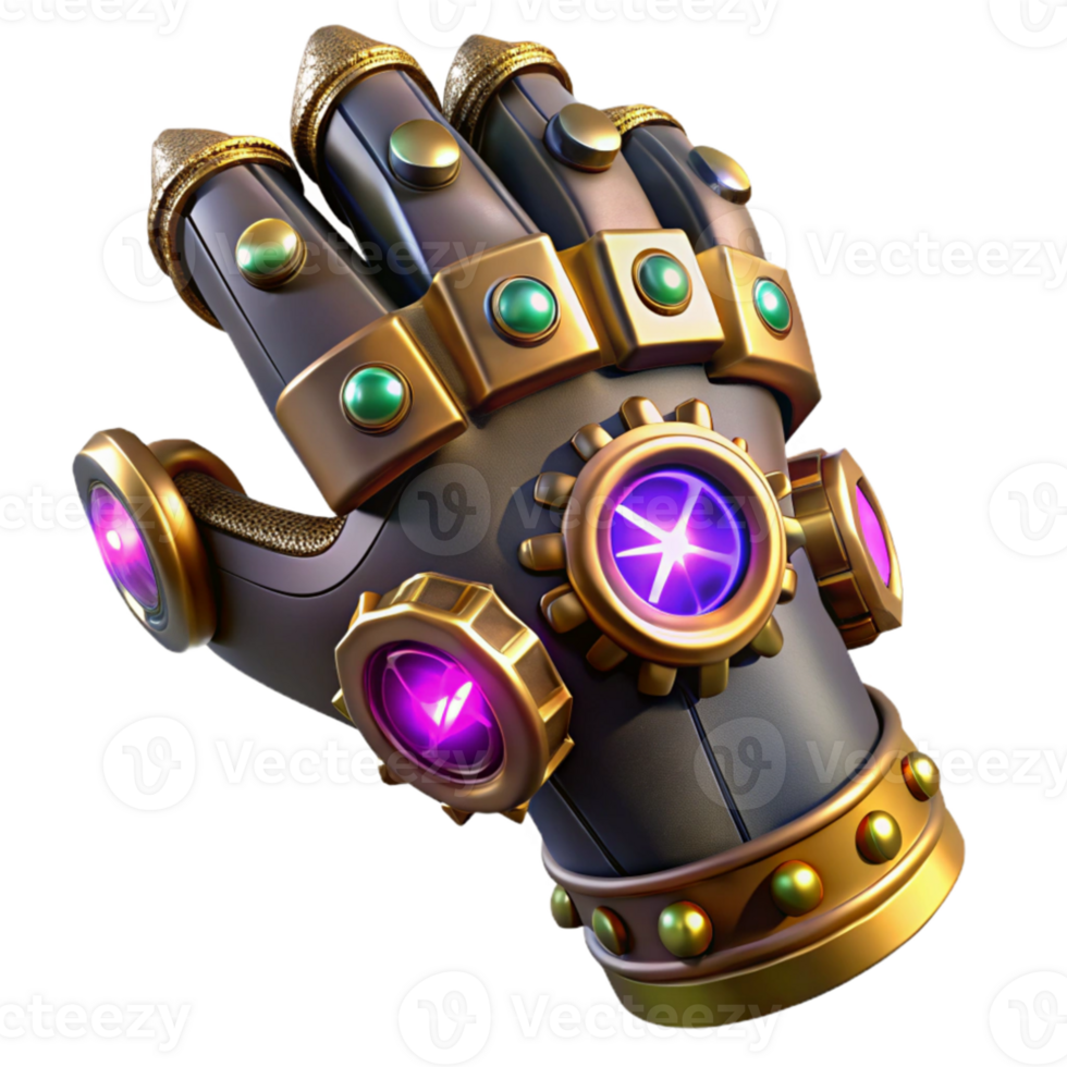 beautiful traditional A steampunk gauntlet, intricate gears and glowing crystals, powerful, heroic lighting genuine png