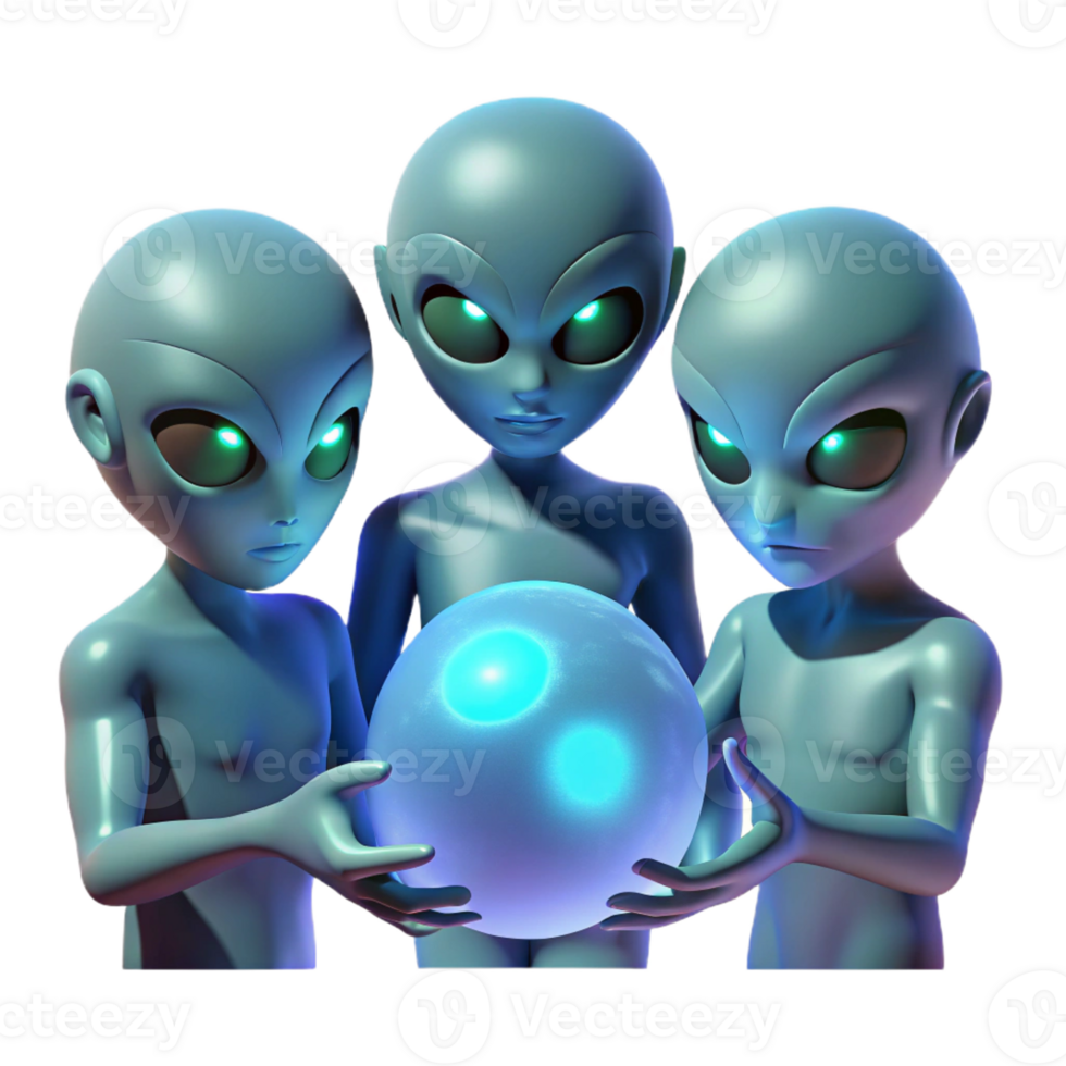 extraordinary minimalist A group of aliens with bioluminescent skin gathers around a glowing orb, their faces illuminated by its otherworldly light. Alien, mystical style high resolution png