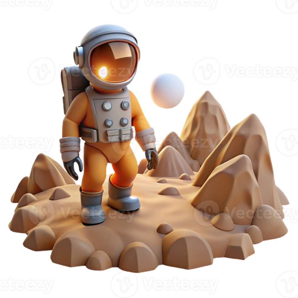 dramatic classic A lone astronaut explores the surface of a desolate, alien planet, their headlamp illuminating the rocky terrain. Sci-fi, exploration style professional png