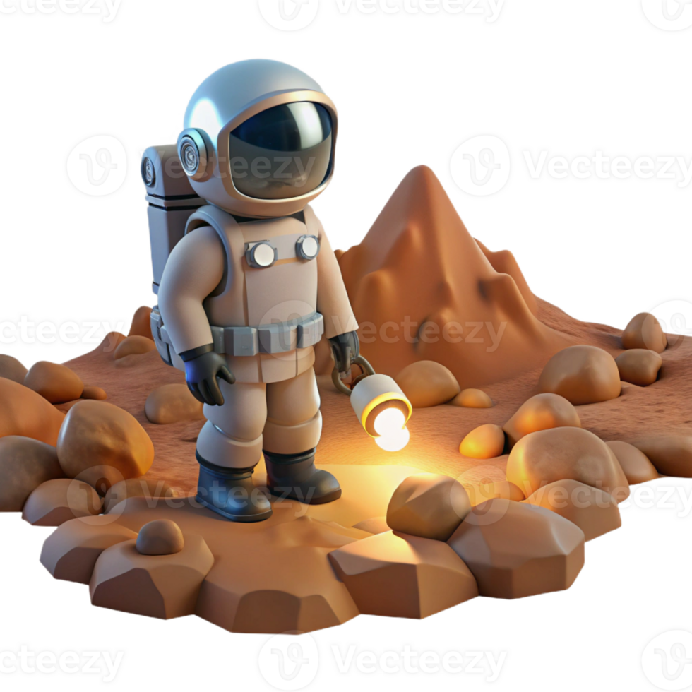 vibrant vintage A lone astronaut explores the surface of a desolate, alien planet, their headlamp illuminating the rocky terrain. Sci-fi, exploration style genuine png