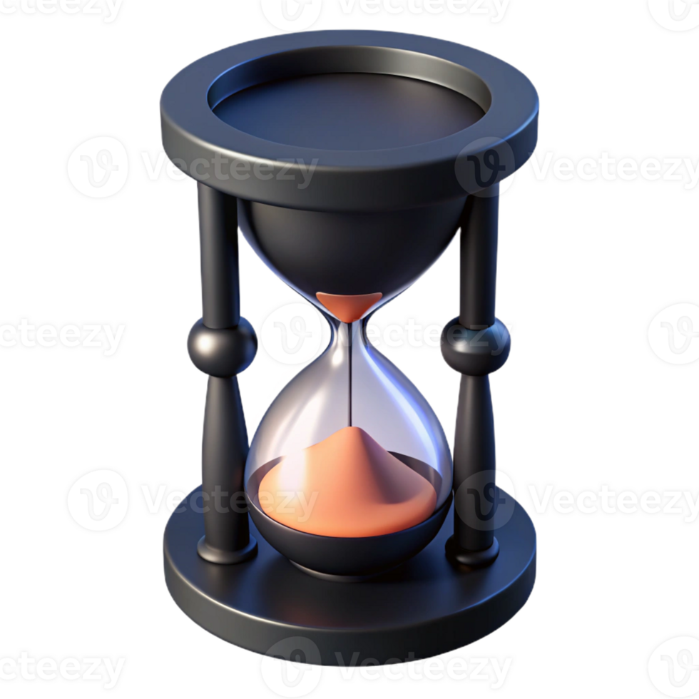 dramatic abstract A gothic hourglass filled with black sand, dimly lit, symbolic art style authentic png