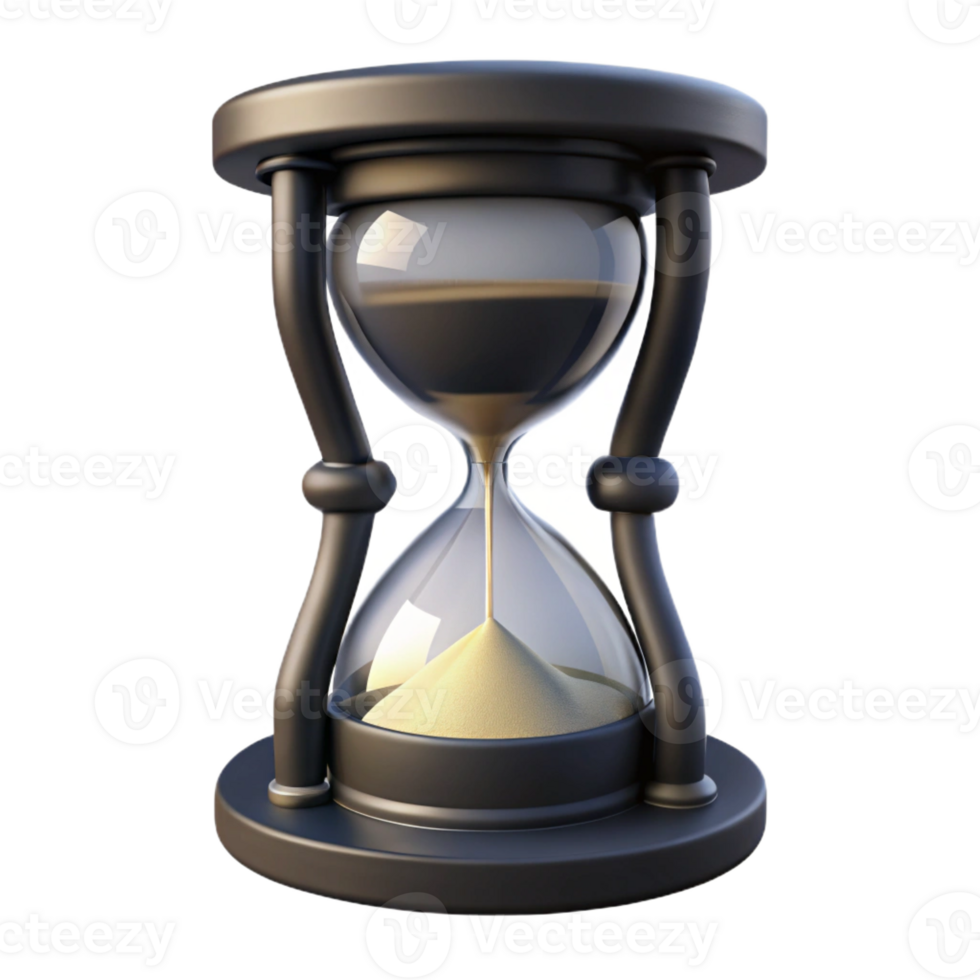 dramatic creative A gothic hourglass filled with black sand, dimly lit, symbolic art style genuine png