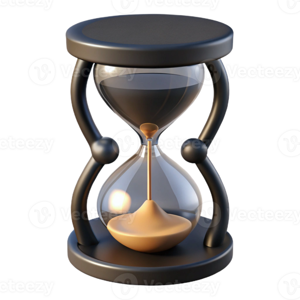vibrant artistic A gothic hourglass filled with black sand, dimly lit, symbolic art style authentic png