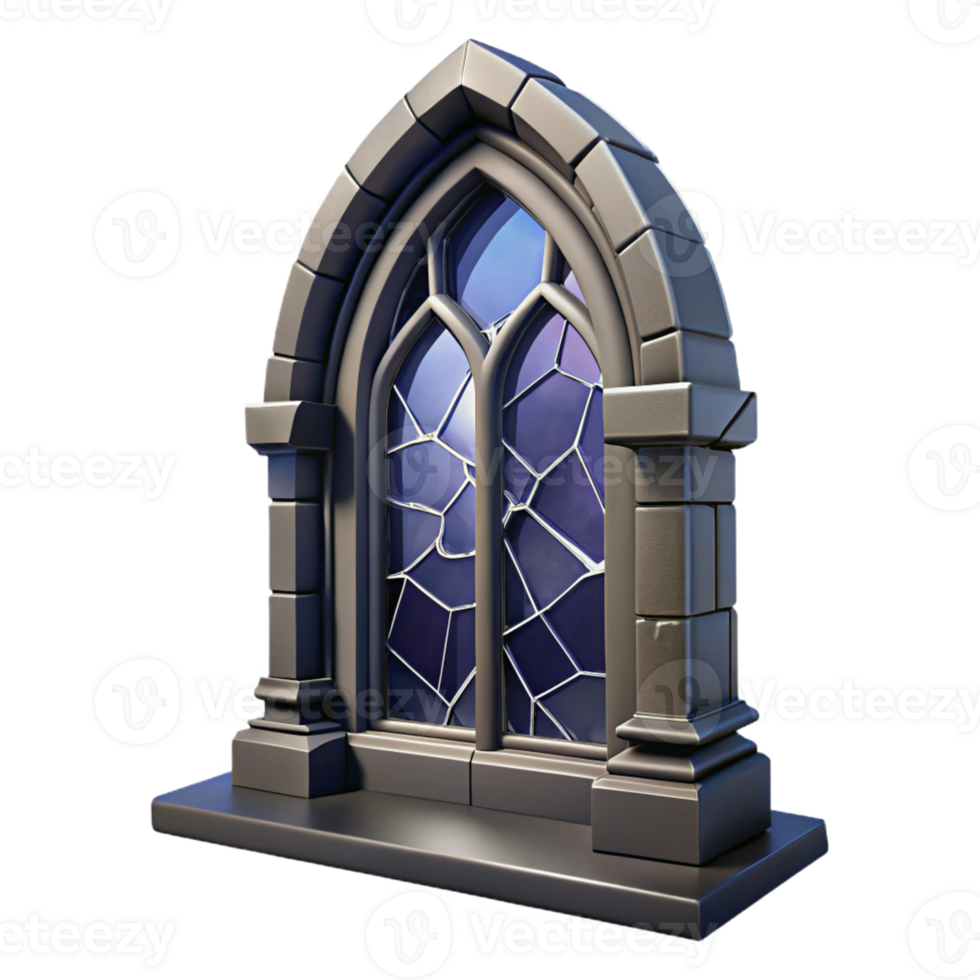 magnificent traditional A gothic window frame with shattered glass, dramatic lighting, urban decay photography style 4K png