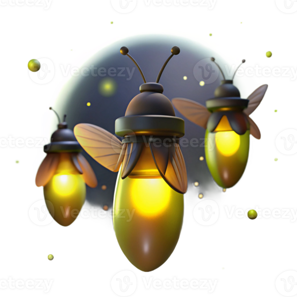 stunning abstract A group of fireflies glowing in the night, magical atmosphere, bokeh background effect but no actual background elements, digital art exclusive png