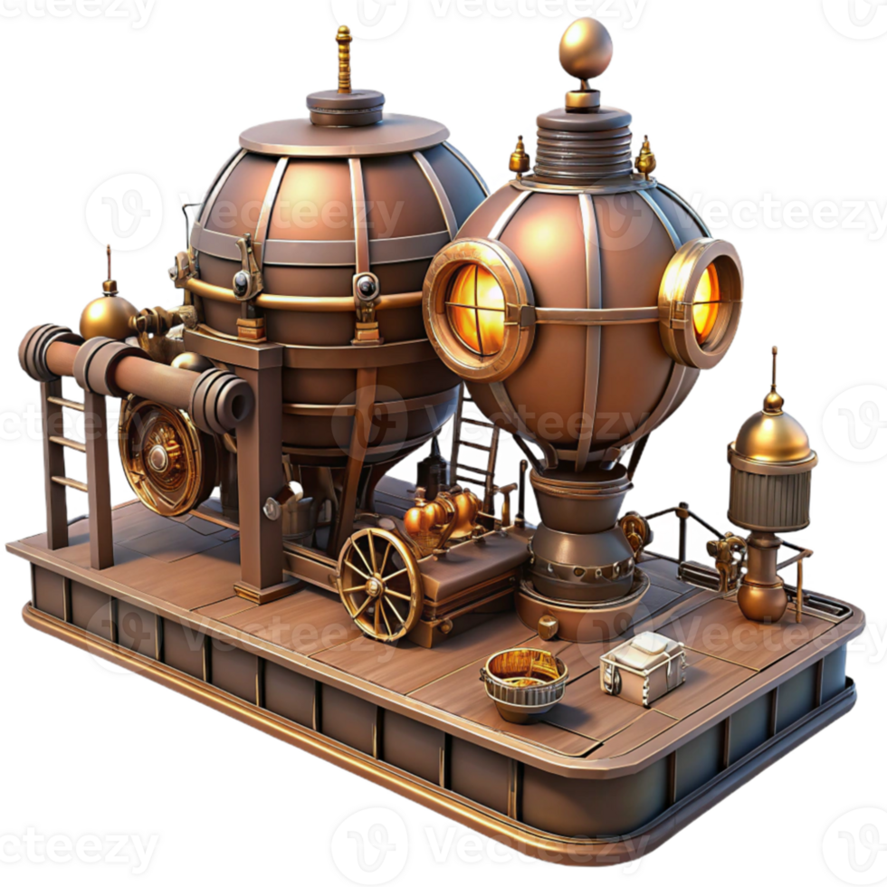 serene artistic A steampunk airship dock, intricate gears and pipes, warm, industrial lighting, dieselpunk style, professional png