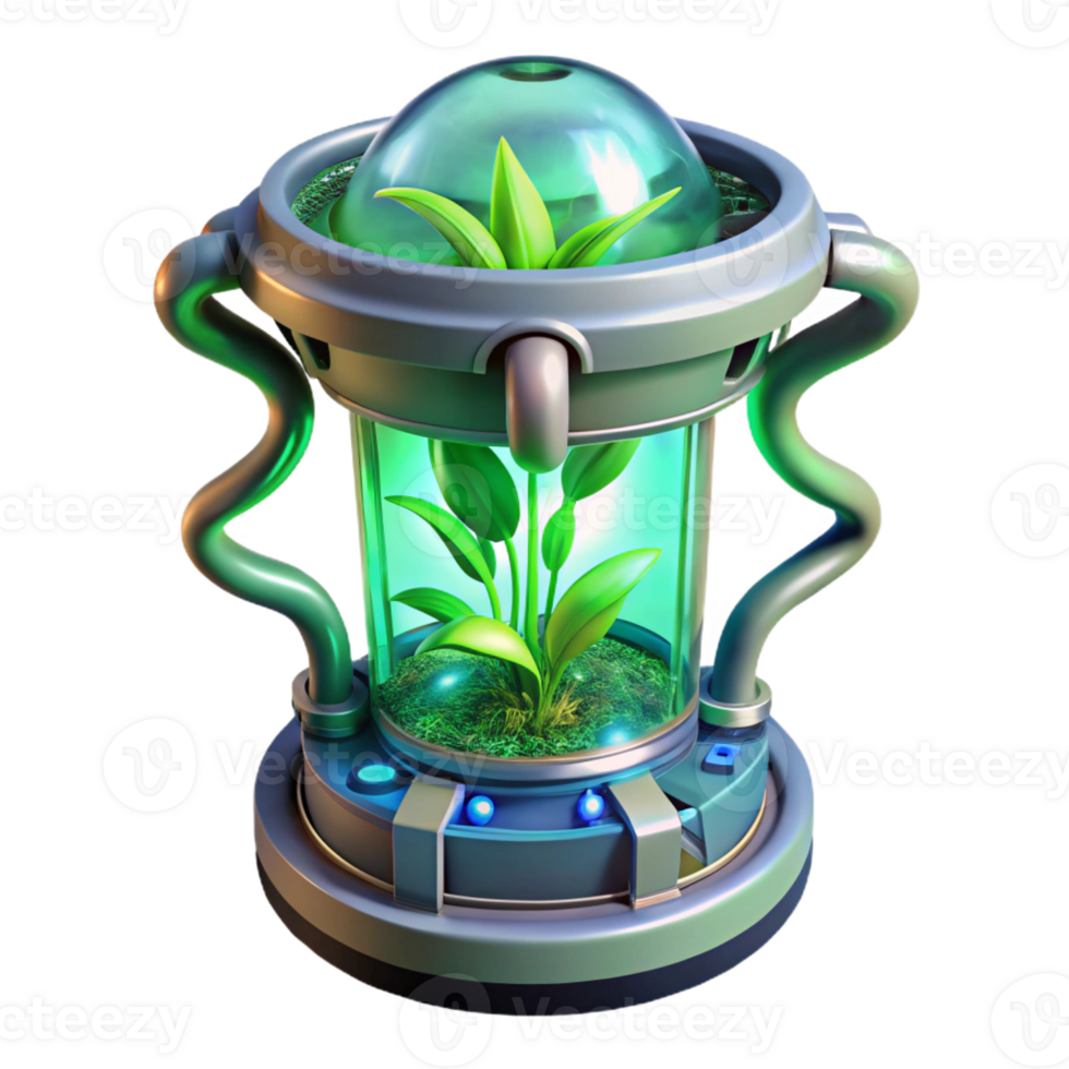 beautiful classic A genetically engineered alien plant, with pulsating bioluminescent veins, growing in a futuristic hydroponic chamber. Ethereal lighting, bio-art style professional png