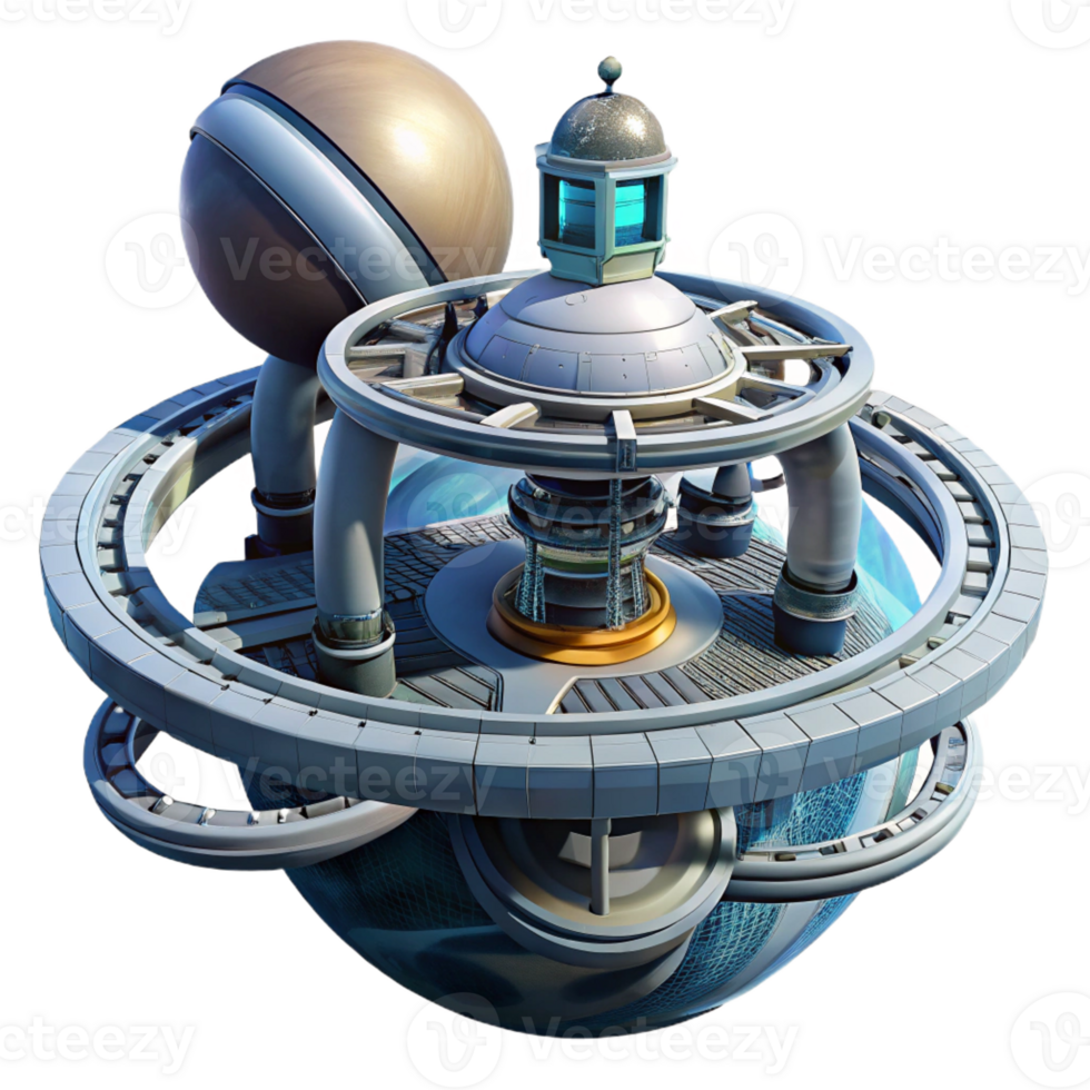 stunning traditional A futuristic space station, orbiting a gas giant, with intricate docking bays and rotating sections. Realistic lighting, hard sci-fi style high quality png
