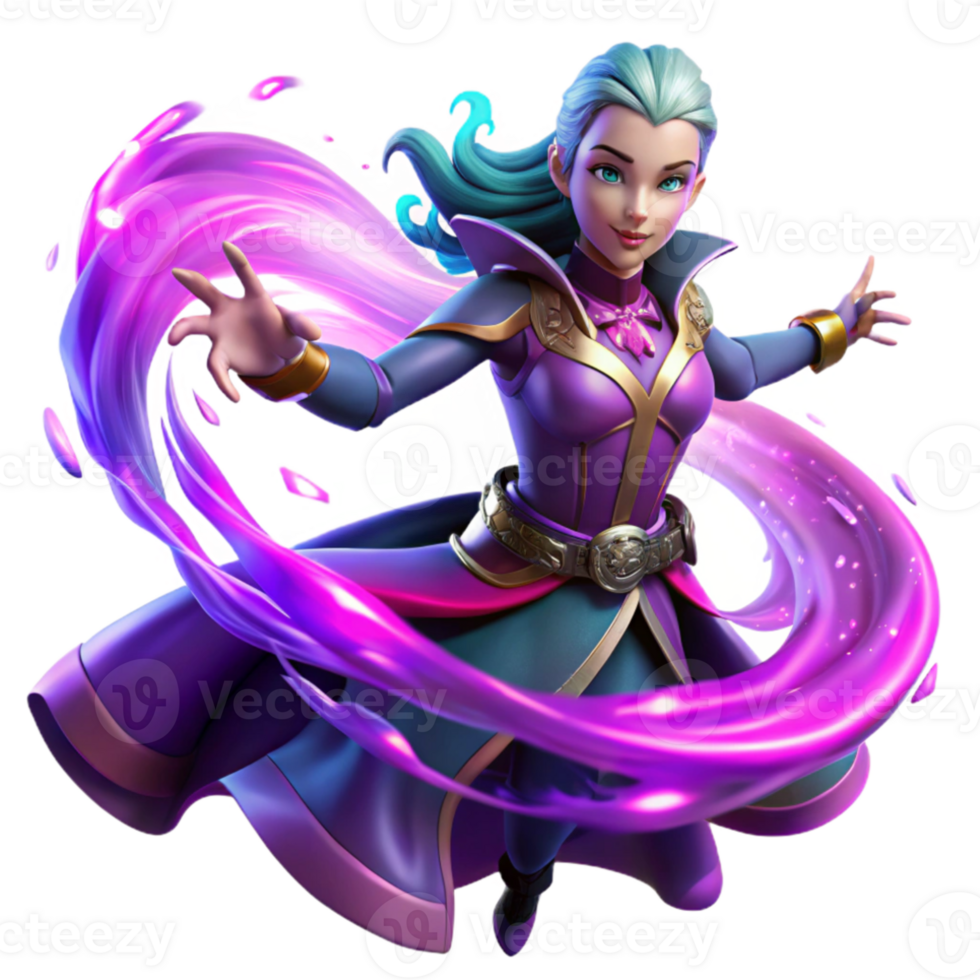elegant modern A powerful sorceress conjuring a swirling vortex of arcane energy, vibrant neon colors, dynamic lighting. Comic book art style exclusive png