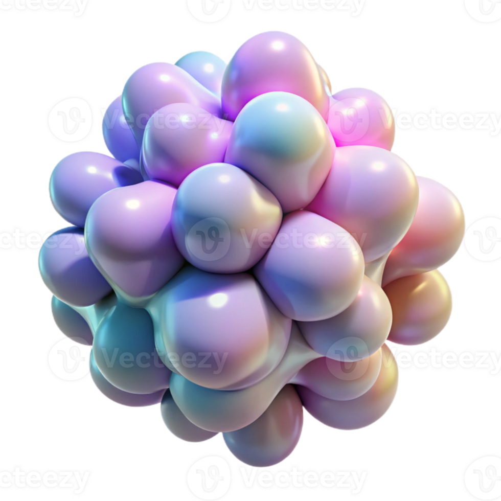 vibrant creative A cluster of amorphous blobs, merging and separating, with a translucent quality and a pastel color palette, in a surrealist style high resolution png
