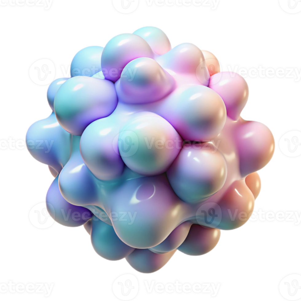wonderful classic A cluster of amorphous blobs, merging and separating, with a translucent quality and a pastel color palette, in a surrealist style professional png