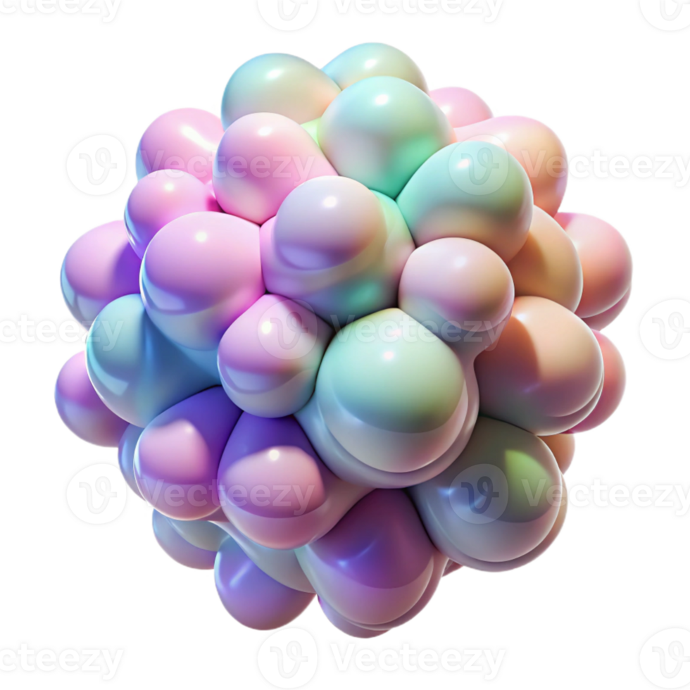 extraordinary creative A cluster of amorphous blobs, merging and separating, with a translucent quality and a pastel color palette, in a surrealist style exclusive png