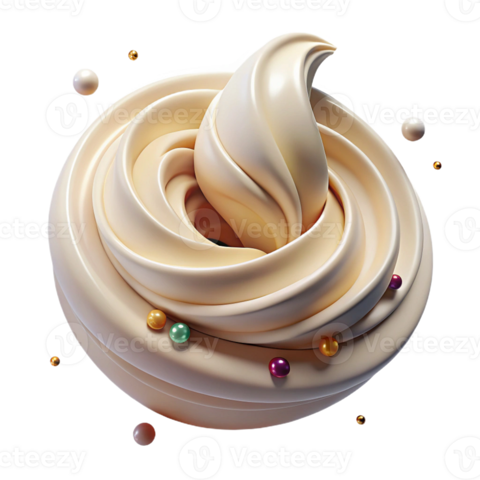vibrant rustic Cream Texture Swirl Transparent Background for Food Design genuine png