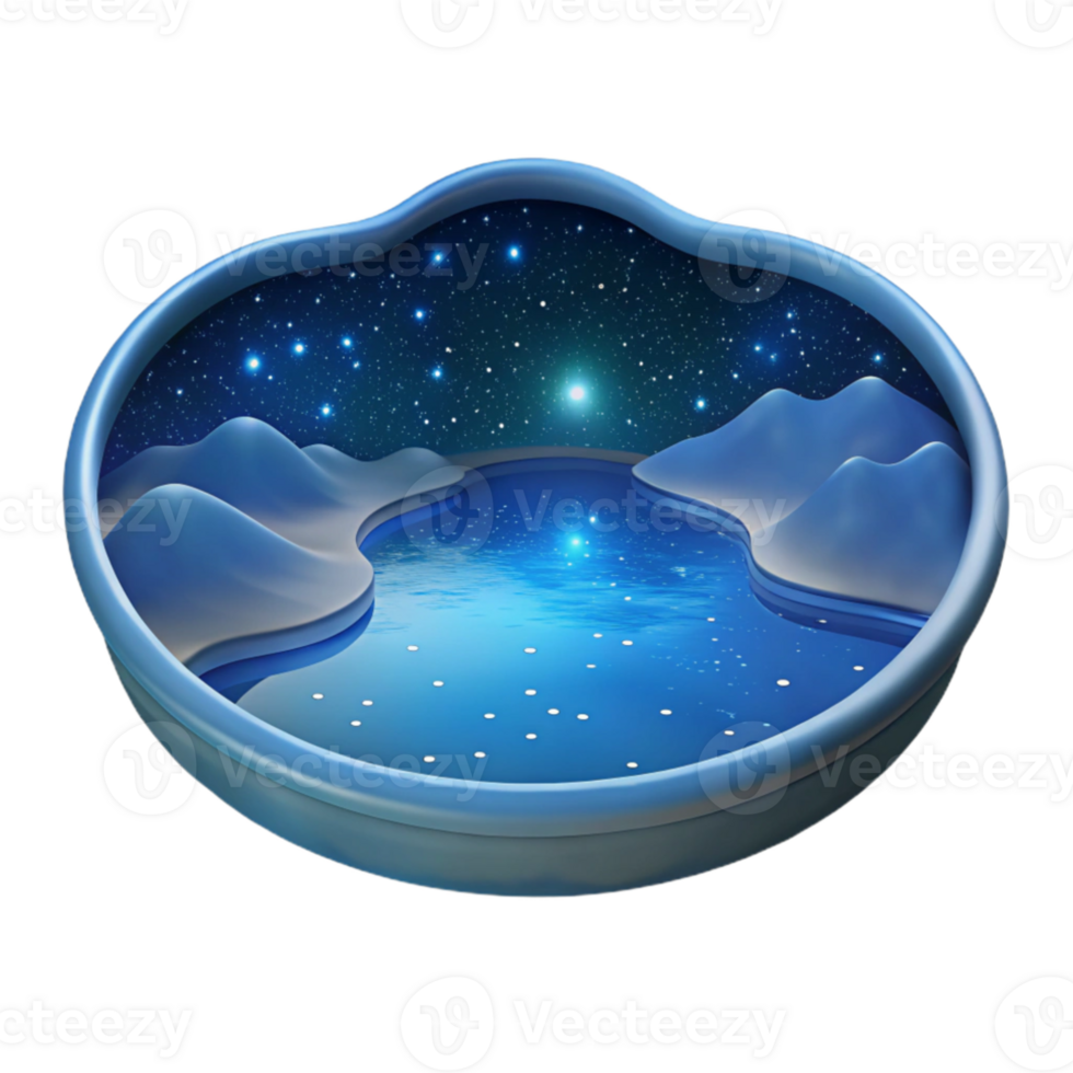 vibrant traditional A serene lake reflecting the starry night sky, peaceful and tranquil lighting, impressionist style exclusive png
