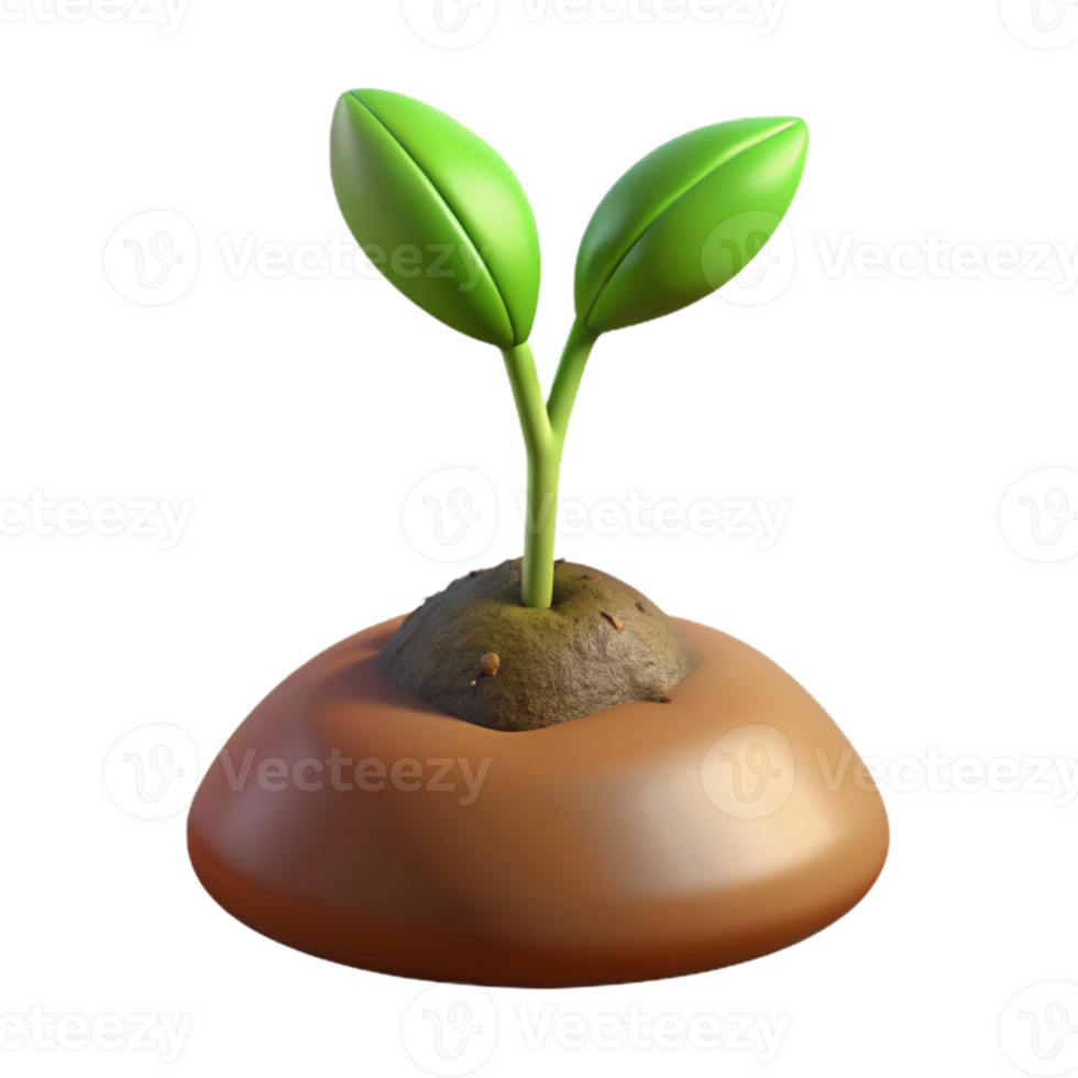 dramatic classic A sprouting seedling pushing through rich soil, close-up, earth tones, realistic rendering, exclusive png