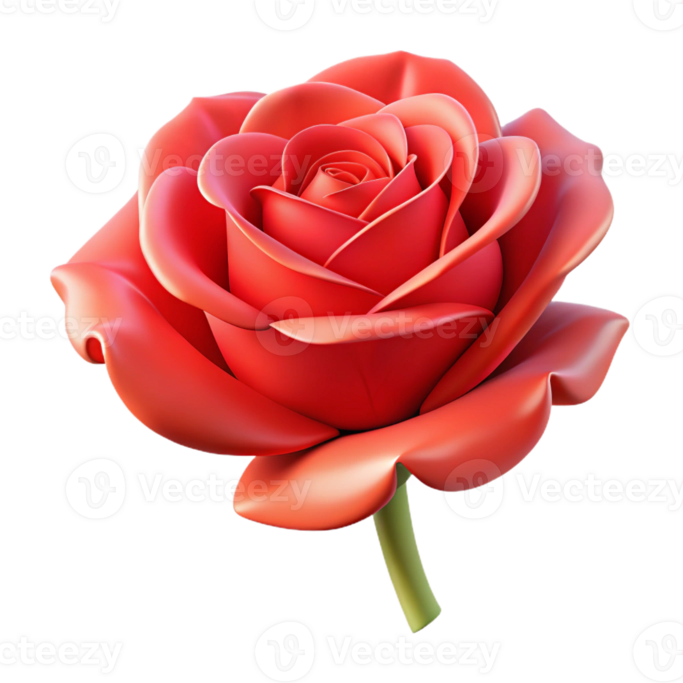 serene artistic A single rose, fully bloomed, red petals, soft lighting, realistic rendering, high quality png
