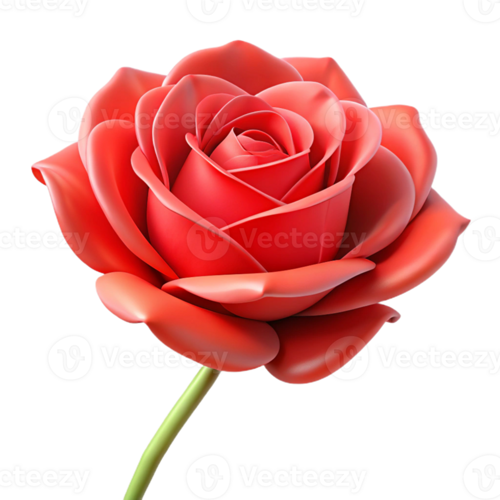 magnificent minimalist A single rose, fully bloomed, red petals, soft lighting, realistic rendering, authentic png