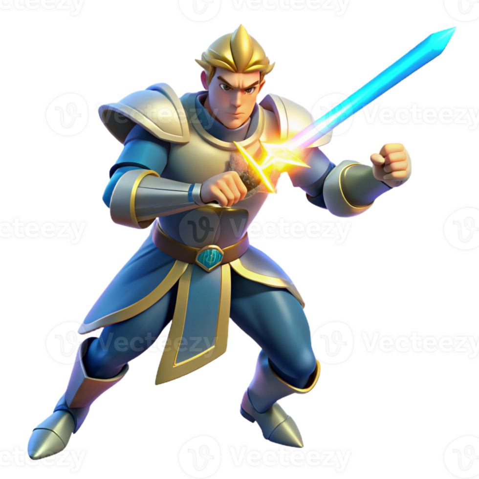 dramatic vintage A powerful warrior wields a glowing energy sword, ready for battle. Dramatic lighting from above. Shonen anime style professional png
