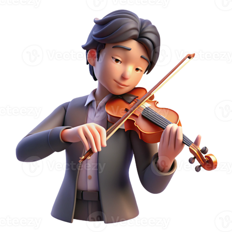 vibrant creative A young musician plays a soulful melody on a violin. Soft, spotlight lighting. Music anime style high resolution png