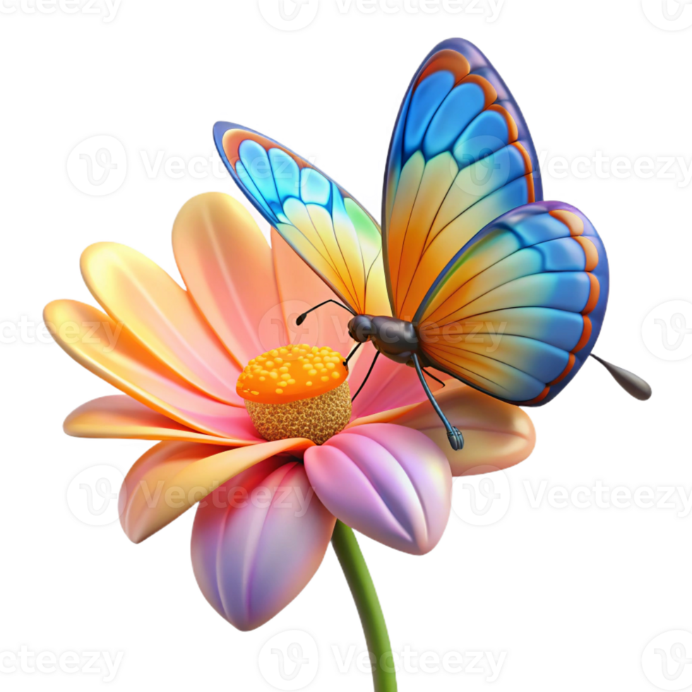 dramatic classic A colorful butterfly landing on a flower, delicate wings, macro photography style authentic png