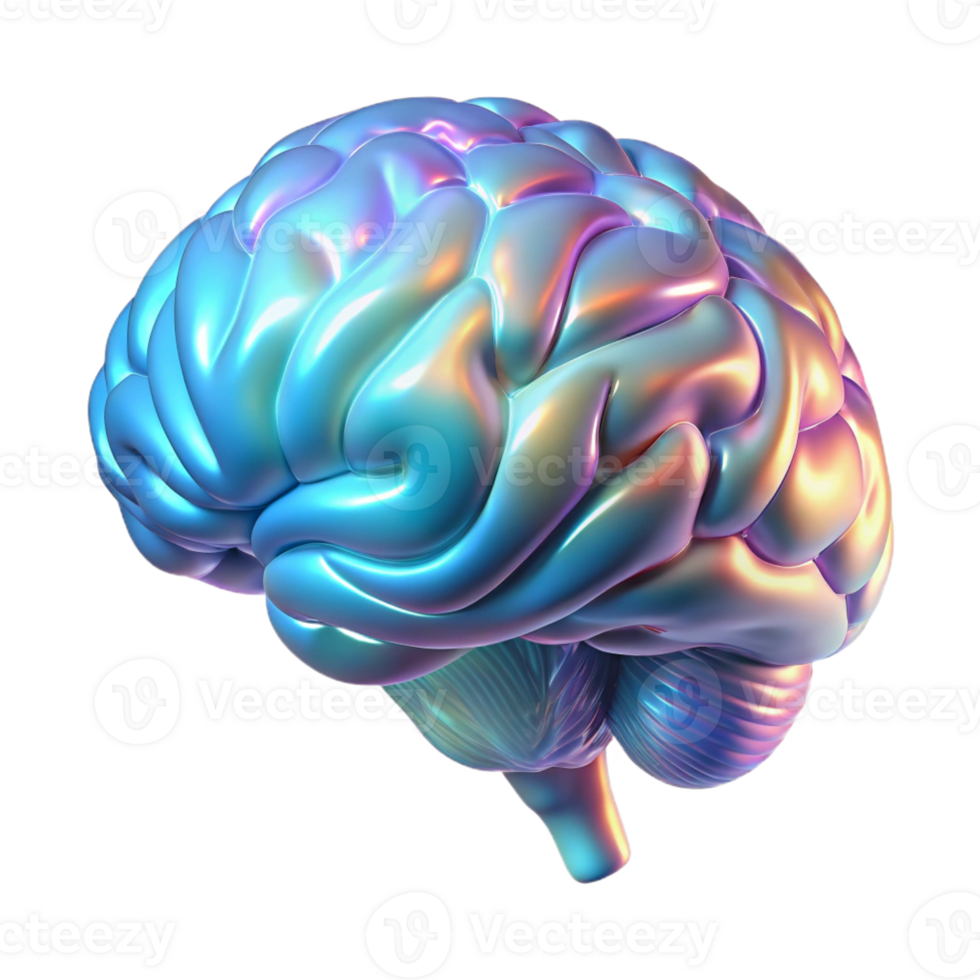 stunning artistic A holographic projection of a human brain, intricate details, scientific visualization style premium png