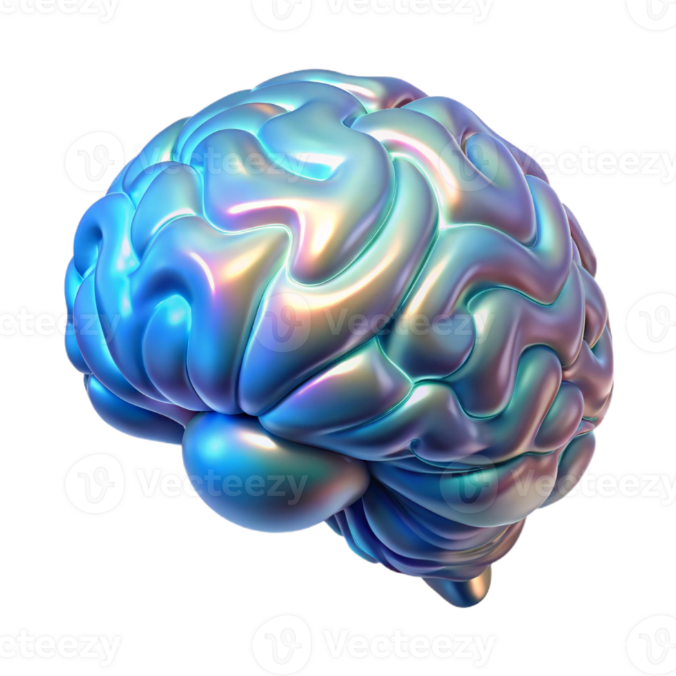 wonderful creative A holographic projection of a human brain, intricate details, scientific visualization style professional png