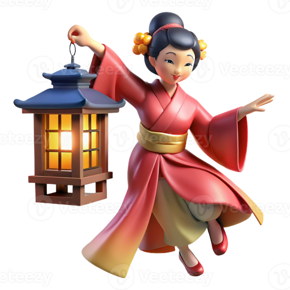 vibrant creative A geisha performing a traditional dance in a Japanese teahouse, her movements graceful and fluid, lit by soft lantern light, in the style of a ukiyo-e print genuine png