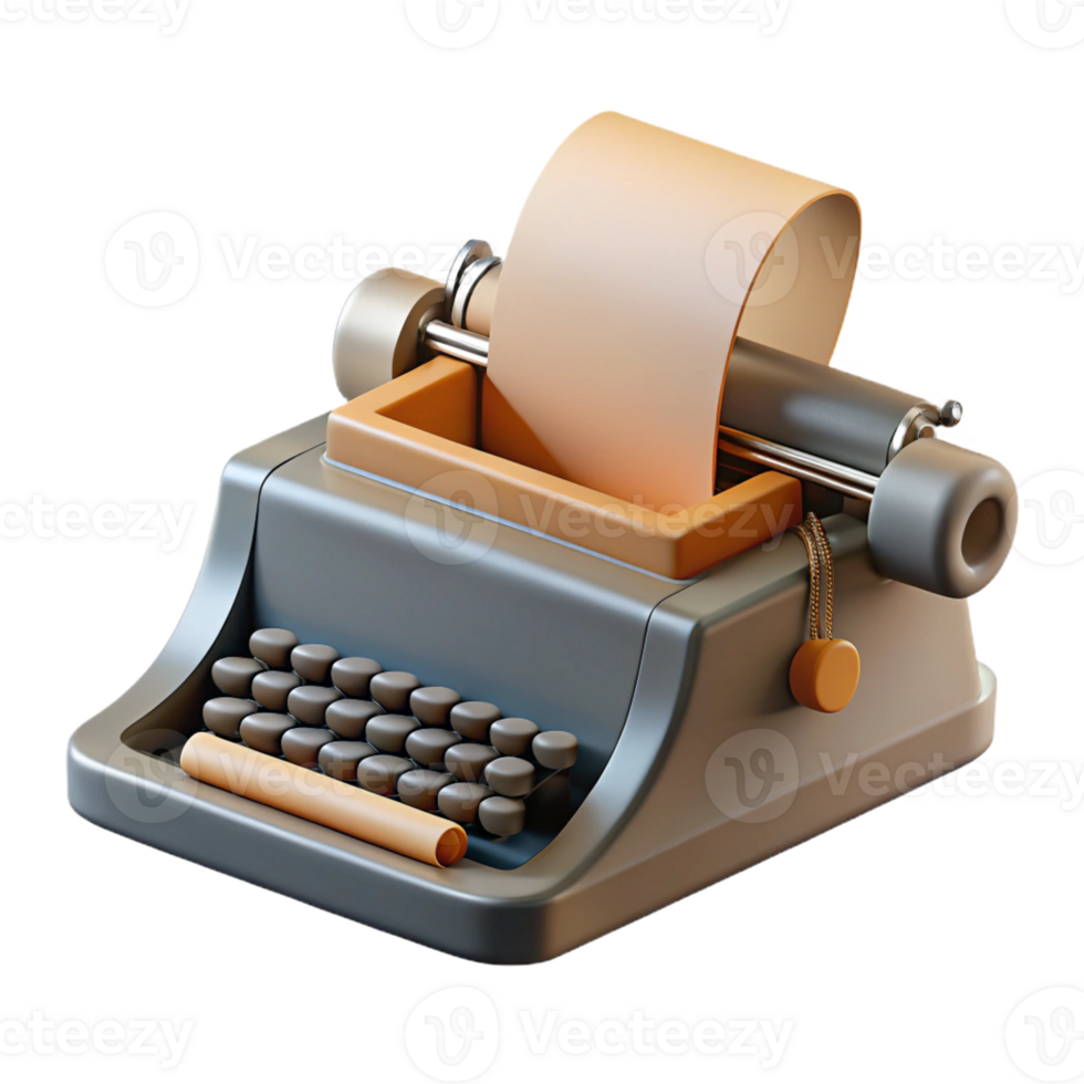 elegant abstract A vintage typewriter with a sheet of paper, strong directional light from the left, gritty realism style detailed png