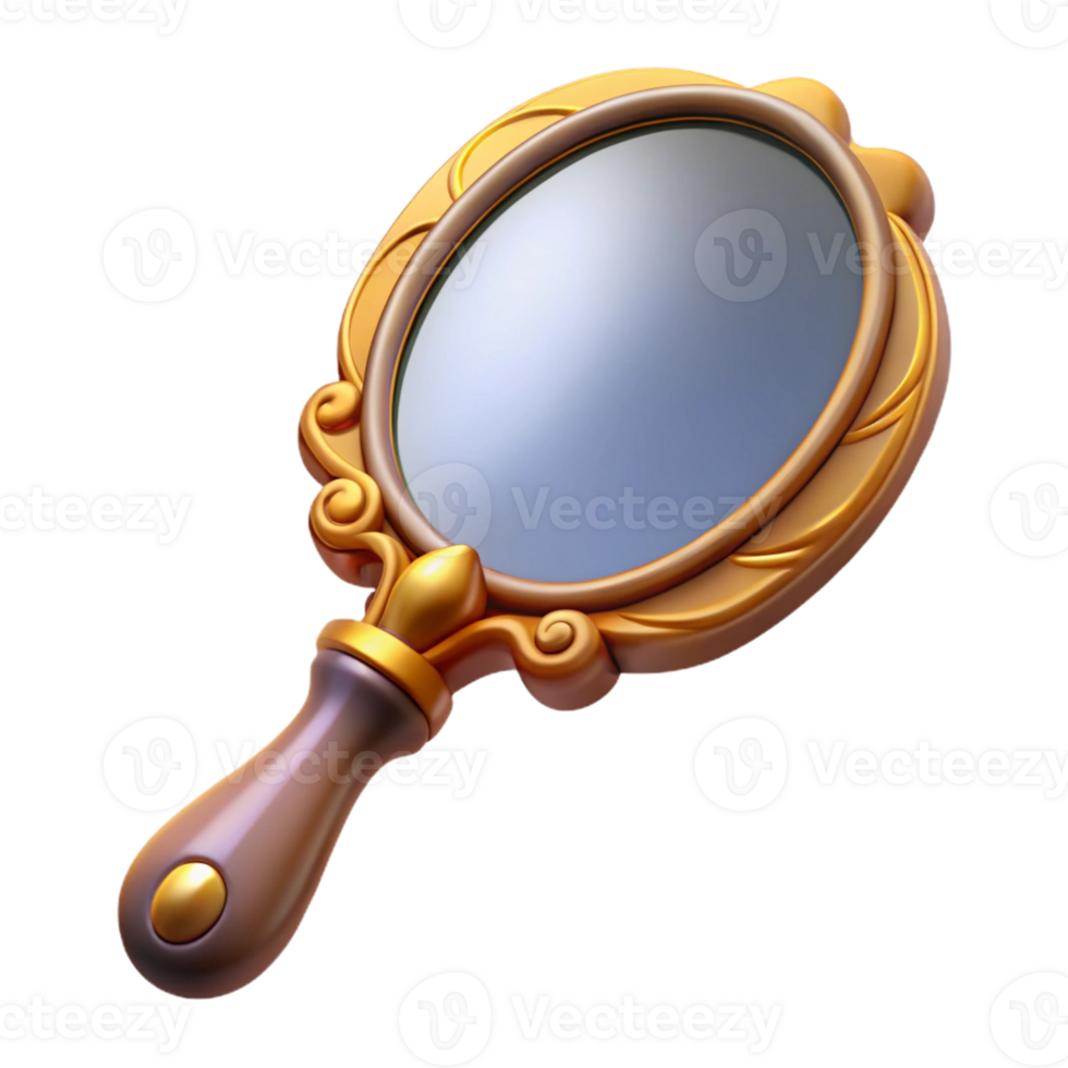 wonderful classic A vintage hand mirror with an ornate frame, soft diffused lighting, Art Nouveau style original png
