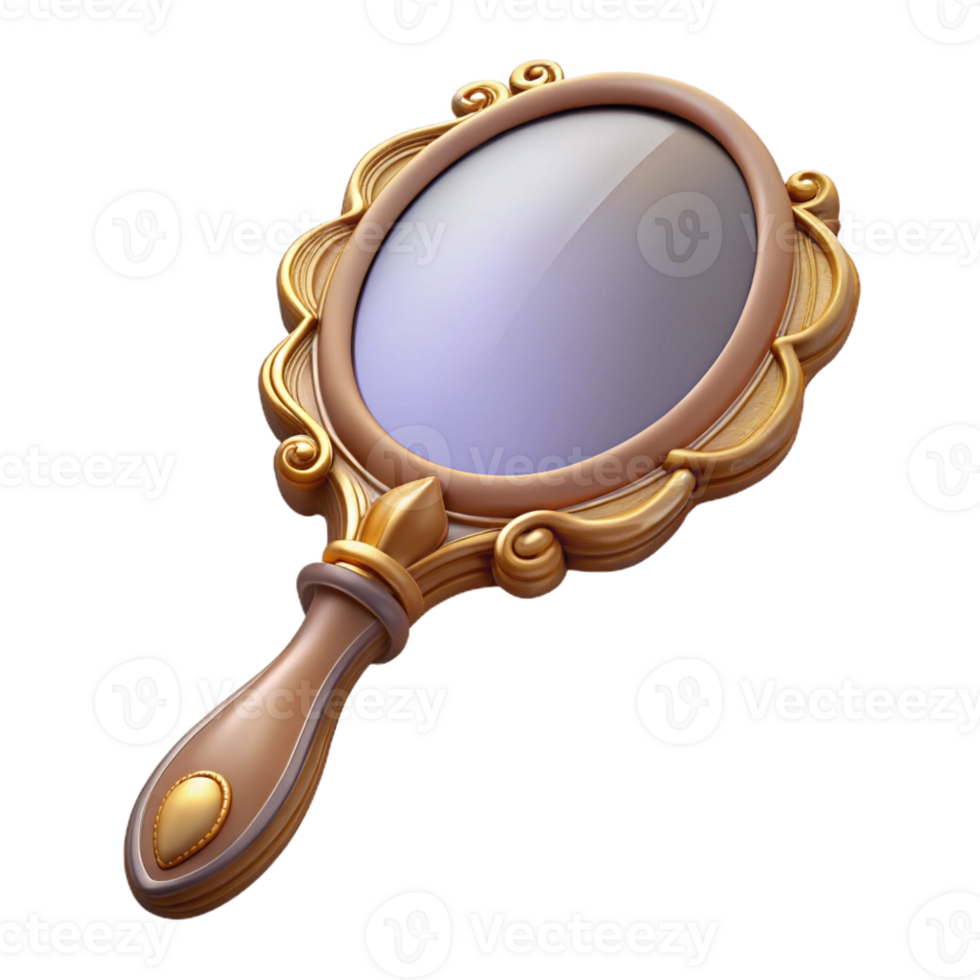 magnificent modern A vintage hand mirror with an ornate frame, soft diffused lighting, Art Nouveau style authentic png
