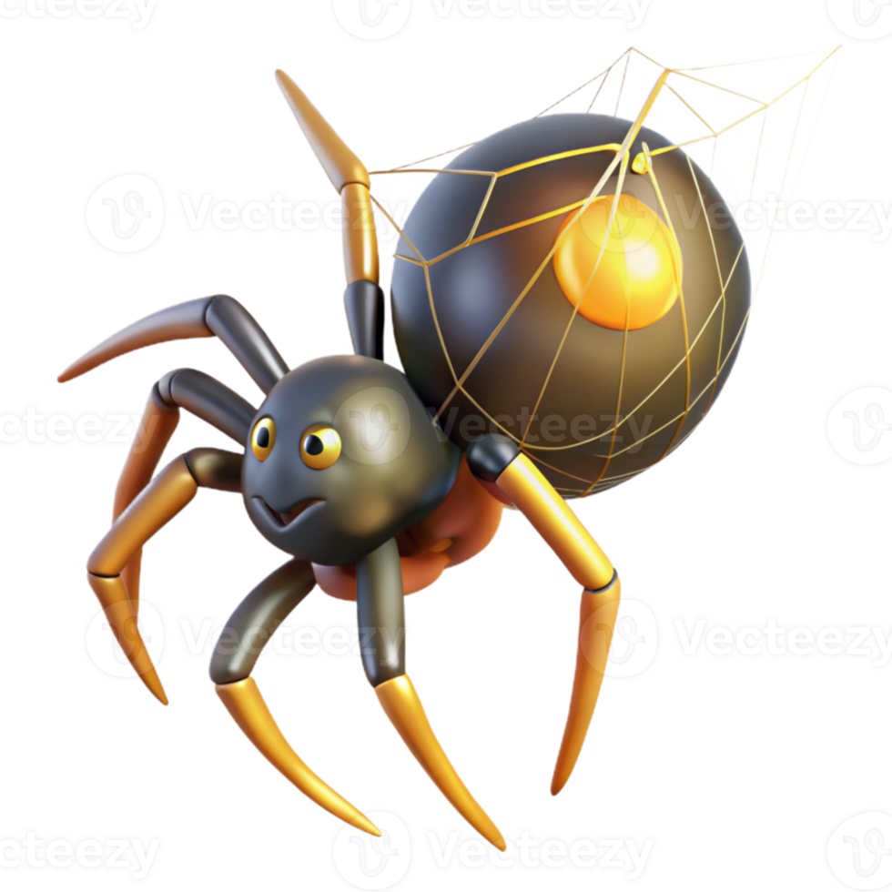 extraordinary modern A mischievous Anansi the spider, spinning a web of golden thread, illuminated by dappled sunlight. West African folklore style premium png